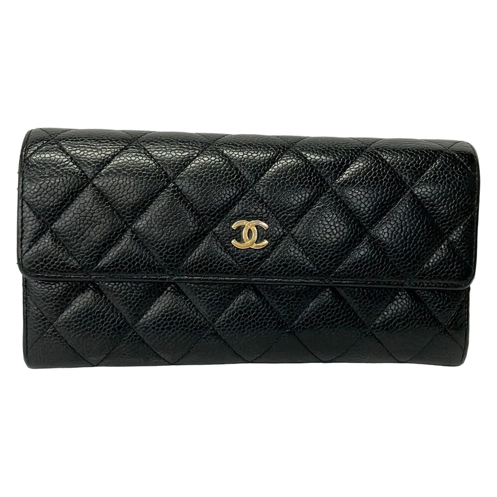 Chanel Black Calfskin Long Wallet Gold #370795C73B